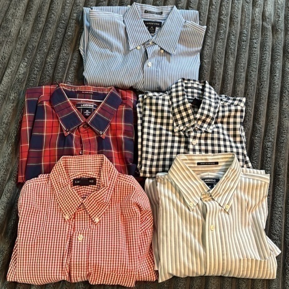 Lot of 5 men’s long sleeves dress shirts button up size medium, neck 15-… - Picture 1 of 8